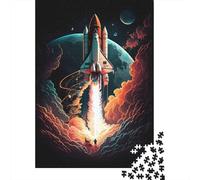Rocket Take Off 1000-Piece Puzzle for Adults, 70x50cm/1000pcs; for Relaxed Evenings at The Table; Clean White Card Pieces for Sorting