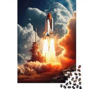 Rocket Take Off Adult 1000-Piece Jigsaw Puzzle, 52x38cm/1000pcs; Clean White Cardboard for Sorting; for Quiet Downtime Without A Screen