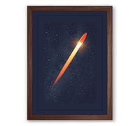 Rocket Through Stars Modern Framed Wall Art Print A1 (84.1×59.4cm) Walnut, Wall Decor for Living Room, Bedroom, Office & Home, Ready to Hang, Art Gift