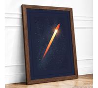 Rocket Through Stars Modern Framed Wall Art Print A2 (59.4×42cm) Walnut, Wall Decor for Living Room, Bedroom, Office & Home, Ready to Hang, Art Gift