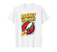 Rocket to Mars 50s Comic Book Style Value Graphic T-Shirt, Men, White, M
