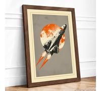 Rocket to the Stars Retro Framed Wall Art Print A2 (59.4×42cm) Walnut, Wall Decor for Living Room, Bedroom, Office & Home, Ready to Hang, Art Gift