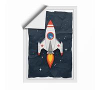 Rocket to the Stars Retro Unframed Wall Art Print A3 (42×29.7cm), Wall Decor for Living Room, Bedroom, Office & Home, Art Gift
