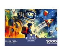 Rocket Unique 1000 Piece Jigsaw Puzzle for Adults Space Universe Colourful Puzzling Challenging & Brainteasing Adult Jigsaws 100% Recycled Cardboard Puzzle Game for The Whole for Women Gifts for Men