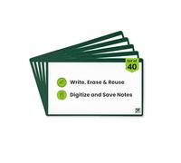 Rocketbook Cloud Cards, 3"x5" Reusable Smart Index Card, Green (Pack of 40)
