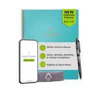 Rocketbook Flex Reusable Planner, Letter Size 8.5x11, Teal | Smart Undated, Daily, Weekly, Monthly, Annual Calendar Templates, Includes Pen and Towel
