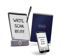 ROCKETBOOK Flip Reusable Smart Notepad | Eco-Friendly, Digitally Connected Notebook for Ambidextrous Writers | Dotted & Lined Combo, 6” x 8.8”, 36 PG, Navy, with Pen, Cloth, and App Included