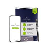 Rocketbook Flip Reusable Smart Notepad, Top Bound Notebook Executive Size 6x8.8, Navy Blue - Lined and Dotted Pages, App-Connected, Erasable, Ideal for Righties and Lefties