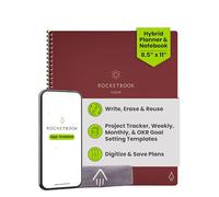 Rocketbook Fusion Reusable Digital Notebook - Smart Notepad A4 Scarlet Red, To Do List, Daily Journal, Weekly & Monthly Planner with Frixion Erasable Pen, Office Gadget Reduces Paper Waste
