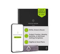 Rocketbook Fusion Reusable Digital Notebook - Smart Notepad A5 Black, 7 Styles, To Do List, Daily Journal, Weekly & Monthly Planner, with Frixion Erasable Pen, Office Gadget Reduces Paper Waste