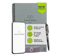 Rocketbook New Core Reusable Spiral Notebook, Executive Size 6x8.8, Gray - Lined Pages, App-Connected, Erasable, Durable Cover, Ideal for School, Work, and Creative Projects (Pack of 1)