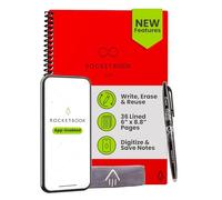 Rocketbook New Core Reusable Spiral Notebook, Executive Size 6x8.8, Red - Lined Pages, App-Connected, Erasable, Durable Cover, Ideal for School, Work, and Creative Projects