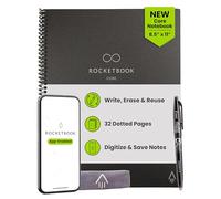 Rocketbook New Core Reusable Spiral Notebook, Letter Size 8.5x11, Black - Dotted Pages, App-Connected, Erasable, Durable Cover, Ideal for School, Work, and Creative Projects
