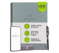 Rocketbook New Core Reusable Spiral Notebook, Letter Size 8.5x11, Gray - Lined Pages, App-Connected, Erasable, Durable Cover, Ideal for School, Work, and Creative Projects