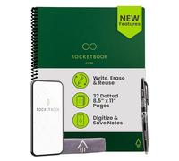 Rocketbook New Core Reusable Spiral Notebook, Letter Size 8.5x11, Green - Dotted Pages, App-Connected, Erasable, Durable Cover, Ideal for School, Work, and Creative Projects