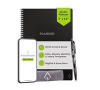 Rocketbook Panda Reusable Weekly Planner - Digital A5 Notebook, Black Smart Notepad, Daily Academic Diary Pad, To Do List, Bullet Journal, with Frixion Erasable Pen, Office Gadget Reduces Paper Waste
