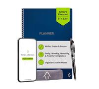 Rocketbook Panda Reusable Weekly Planner - Digital A5 Notebook, Blue Smart Notepad, Daily Academic Diary, To Do List Bullet Journal with Frixion Erasable Pen, Office Gadget Reduces Paper Waste