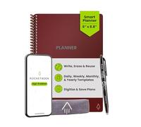 Rocketbook Panda Reusable Weekly Planner - Digital A5 Notebook, Maroon Smart Notepad, Daily Academic Diary, To Do List Bullet Journal with Frixion Erasable Pen, Office Gadget Reduces Paper Waste