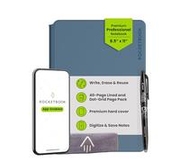 Rocketbook PRO 2.0 Reusable Digital Notebook - Smart Notepad A4 Blue, Wirebound Note Book To Do List Pad, Dotted and Lined Paper with Frixion Erasable Pen and Wipe, Office Gadget with Rocketbook App