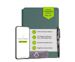 Rocketbook PRO 2.0 Reusable Digital Notebook - Smart Notepad A4 Green, Wirebound Note Book To Do List Pad, Dotted and Lined Paper with Frixion Erasable Pen and Wipe, Office Gadget with Rocketbook App