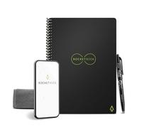 Rocketbook Reusable Digital Notebook - Smart Notepad A5 Black - Spiral Note Book To Do List Pad, Lined Paper with Frixion Erasable Pen and Wipe, Office Gadget with Rocketbook App, Reduce Paper Waste