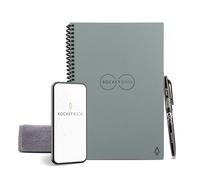 ROCKETBOOK Reusable Digital Notebook - Smart Notepad A5 Grey - Spiral Note Book To Do List Pad, Lined Paper with Frixion Erasable Pen and Wipe, Office Gadget App, Reduce Paper Waste