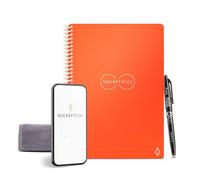 Rocketbook Reusable Digital Notebook - Smart Notepad A5 Orange Wirebound Note Book To Do List Pad, Dotted Paper with Frixion Erasable Pen and Wipe, Office Gadget with Rocketbook App Reduce Paper Waste