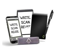 Rocketbook Reusable Digital Notebook - Smart Notepad A6 Black Wirebound Note Book To Do List Pad, Dotted Paper with Frixion Erasable Pen and Wipe, Office Gadget with Rocketbook App Reduce Paper Waste