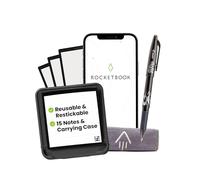 Rocketbook Reusable Sticky Notes Starter Pack with Storage Case, Pen, and Towel, 3"x3", 15 Black Notes - Dotted Paper, App-Connected, Erasable, Reusable Adhesive, Ideal for to-Do Lists