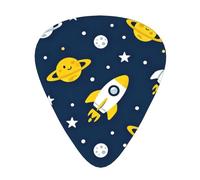 rockets and planets Guitar Picks 12 Pack Assorted Thickness-0.46mm 0.71mm 0.96mm Medium Thin Heavy Celluloid Style Picks for Acoustic Electric Guitar Ukulele