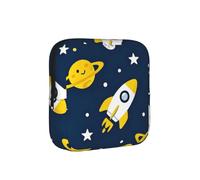 Rockets and Planets Period Proof Storage Bag-Feminine Hygiene Travel Case for Sanitary Pads, Discreet Mensural Pouch for Purse Office