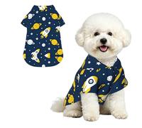 rockets and planets S Pet Hawaiian Shirt for Small Dogs-Cute Summer Beach Outfit for Puppy, Soft Breathable Cat Clothes with Buttons