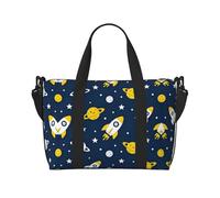 Rockets and Planets Travel Duffle Bag-Lightweight Carry On Weekender for Men Women, Waterproof Overnight Bag for Gym Weekend Trips