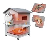 Rockever Plastic Outdoor Cat House with Soft Mat, Insulated Outdoor Cat Houses for Winter, Waterproof 2 Story Outside Cat Shelter, Clean and Assemble Easily