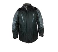 Rockface Heavy Waterproof Fully Fleece Lined Skiing Winter Jacket Cargo Press Stud Pockets with Thermal Padded Storm Hood Tapered Seams Full Zip Coat Top Outdoor Warm Snow Windproof Black/Grey
