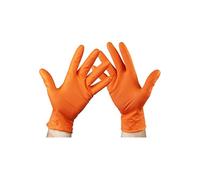 ROCKHOLD Medium Large Extra Large Nitrile Diamond Grip Gloves Heavy Duty Disposable Latex Free Orange x100 (Large)