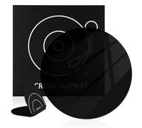 Rockhouse Acrylic Slip Mat Vinyl with Record Mitt, Turntable Platter Record Player Mat DJ Slipmats for 12'' Vinyl Turntable Antistatic, Reduce Noise, Black
