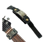Rockhouse Guitar String Mute Dampener, Electric Guitar String Muter Bass Fret Neck Wrap, Black Leather with Metal Totem Accent, Cross