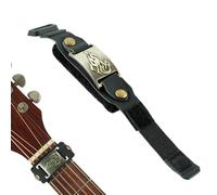 Rockhouse Guitar String Mute Dampener, Electric Guitar String Muter Bass Fret Neck Wrap, Black Leather with Metal Totem Accent, Flame