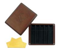 Rockhouse Wood Reed Case for Clarinet & Saxophone, Guard for Alto Tenor Sax Reeds Holder Organizer 10-Slot Storage Box with Cleaning Cloth, Brown