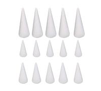 rockible 15x Craft Foam Cones Mixed Styrofoam Cones Polystyrene Shapes Foam Cones for Craft White Polystyrene Cones For DIY Arts Christmas Tree Hanging Ornament Activities Party Painting