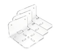 rockible 3 Pieces Lightweight Speaker Wall Mount | Easy Install, Acrylic Shelf with Cable Slots, Small, observation Bracket, for Office, Transparent
