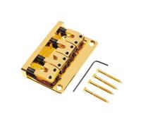 rockible 4 String Bass Bridge Electric Guitar Fixed Bridge Replace bass Fixed with Screws Wrench for Stage Exercise Performance, Gold