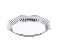 rockible Baroque Steak Plate Elegant Octagonal Stainless Steel Dish with Raised Edge for Presenting Snacks Pasta Suitable for Dinner Parties and Home Dining, Silver, 34CM