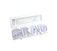 rockible Box Graduation Gift Box Storage Box Display Box Keepsake Box with See-Through Lid and Four-Part GRAD Shape suitable for commemorations classroom decor stage setups, White