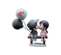 rockible Car Decoration Figure Statue Kissing Couple Cute Cartoon Couples Figurines Gifts for Women Girls Gifts, Grey Bottom