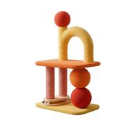 rockible Cat Climbing Frame Cat Activity Center Cat Scratcher with Two Wrapped Vertical Posts Track With Moving Balls and in and Wood suitable for indoor play, Dopamine Double Ball Cat Tree