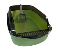 rockible Cat Litter Box Semi Enclosed Sandbox Sifting Litter Tray Cat Toilet Sand Box for Small Cats, Green