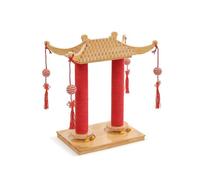 rockible Cat Scratching Cat Scratcher Versatile Pet Accessory for Cats, Chinese Red Palace Double Column Cat Scratching Post Without Clear Coat