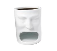 rockible Ceramic Coffee Mug with Biscuit Holder Open Mouth Creative Tea Cup Modern Cookies Milk Coffee Mug for Valentine's Day Gift
